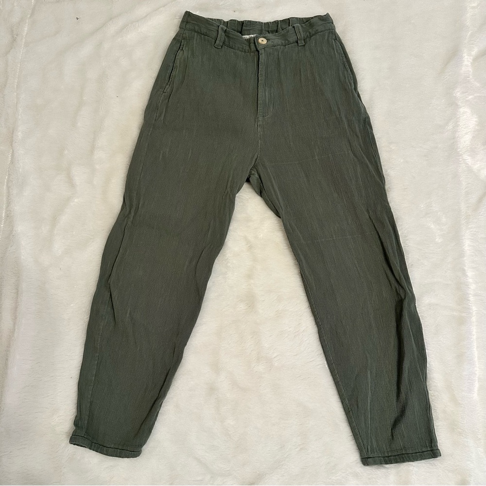 Soluna Collective organic cotton ribbed green pants corduroy sustainable large